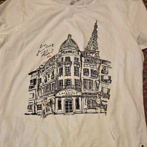 Karl Lagerfeld Cream Architectural Graphic Top